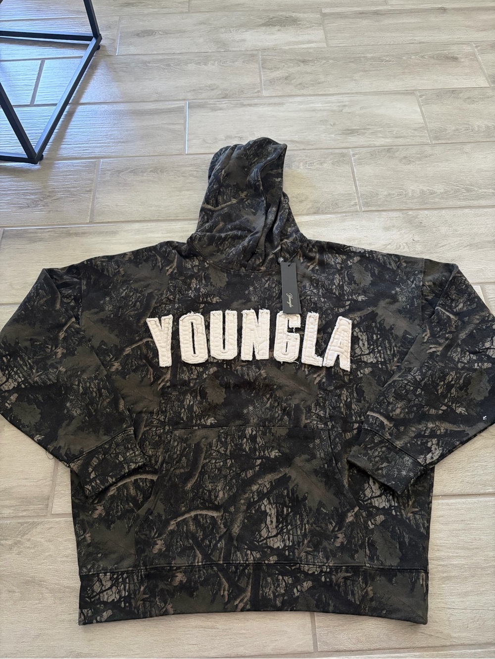 YoungLA Black Camo Hunting Season Hoodie Women’s Size Small Medium Oversized NEW